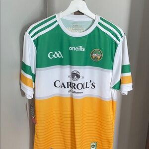 O'Neill Green and White Athletic Tee with Gold Logo